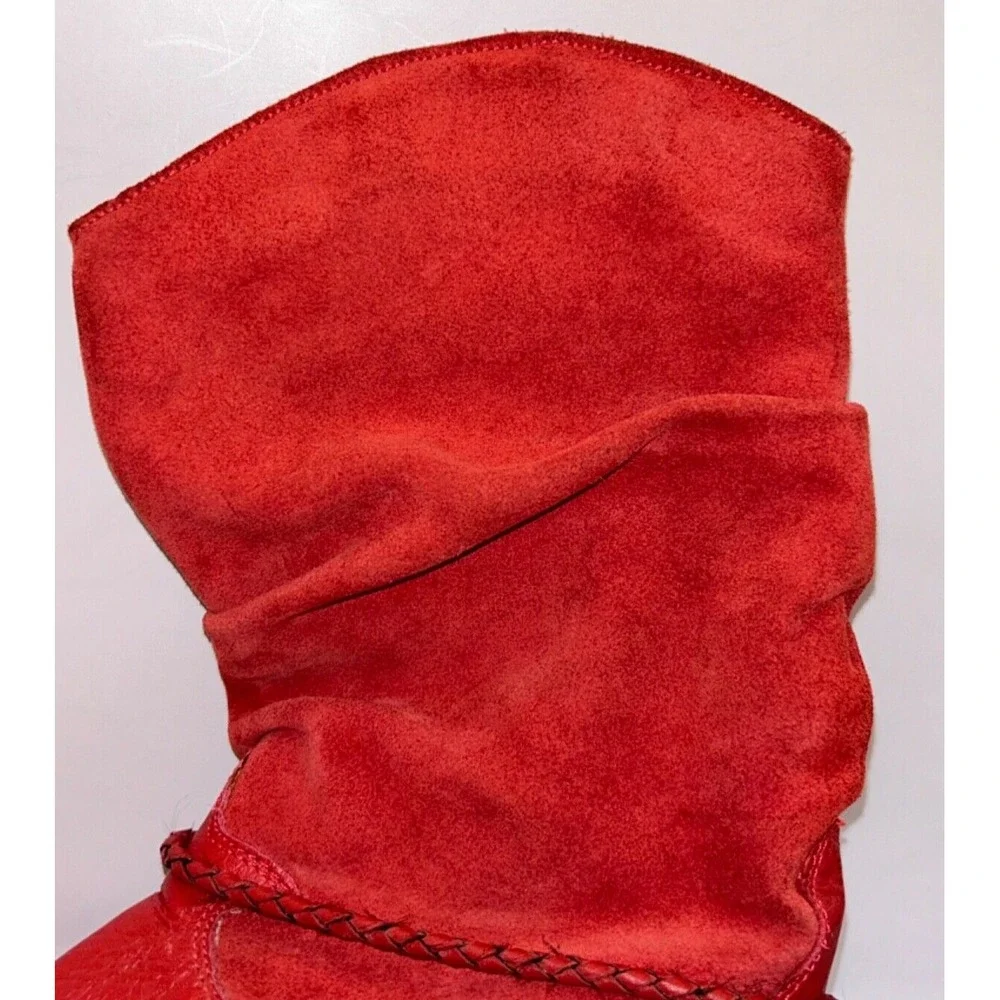 ZODIAC Vintage 80s Lauper Red Leather Slouchy Cowboy Boots Womens 6.5 Charm‎